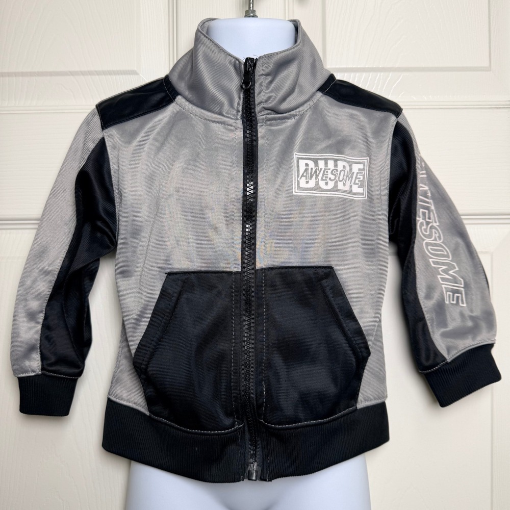 Vintage Quad Seven Boys 2T Track Jacket Grey Black Awesome Dude Style 26087B